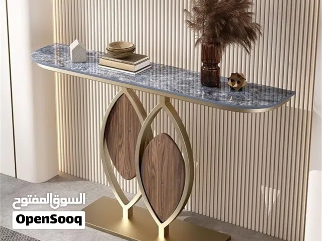 AWD Catchy Console Table, Gold Metal Frame with Marble Top, 100W * 80H * 30D cm