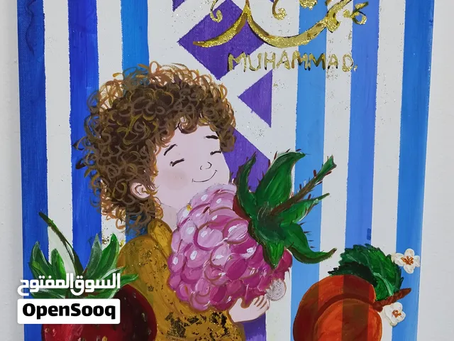 لوحات رسم يدوي بألوان الإكريليك، أرسم شخصيات للأطفال كرتونيه، يبدأ السعر من 100ريال إلى 40