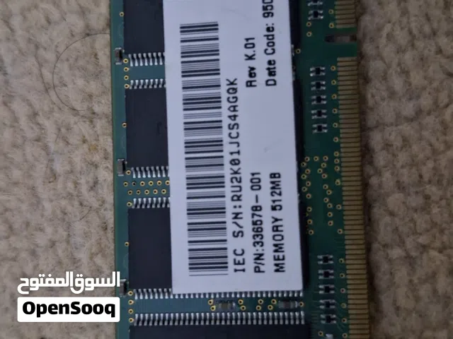 رامة لابتوب DDR1 حجم 512MB تردد 333MHz أصلية Hynix كورية – للقطع النادرة والأجهزة القديمة