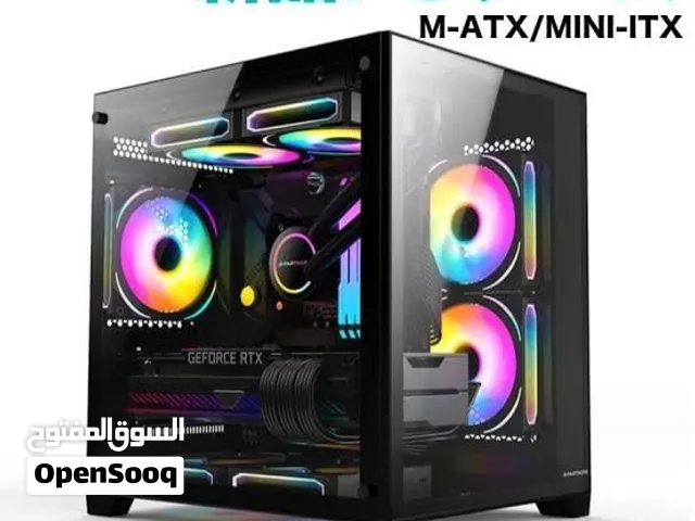 كيس جيمنج اسود للتجميعات مع 3 مراوح ار جي بي ملون - G-PARTNERS 3X ARGB FANS BLACK GAMING CASE