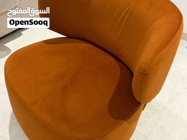 2 Accent Chairs - Dark Brown / Terracotta / Orange