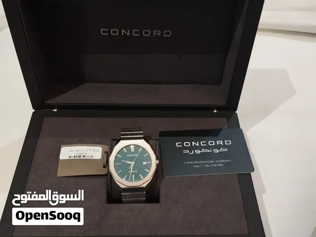 ساعة كونكورد رجالية أوتوماتيكية بهيكل فضي ومينا أخضر
