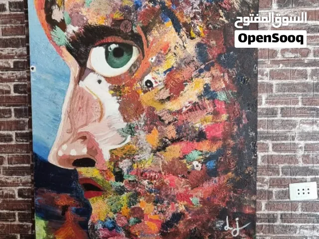 لوحة بعنوان ازدحام الذات على الكانفل ب الوان الاكريليك