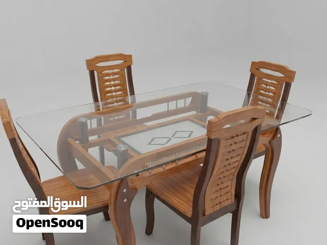 ميز طعام صاج وزجاج