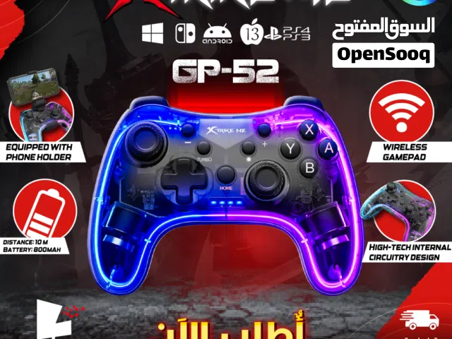 يد العاب جيمنغ اندويد مضيئة وايرلس XTRIKE ME GP-52 PS4 PS3 ANDROID PC  Wireless RGB  Gamepad