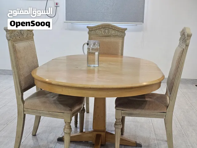 **Round Dining Table & 3 Chairs – 17 BHD (Negotiable) – Quick Sale!**