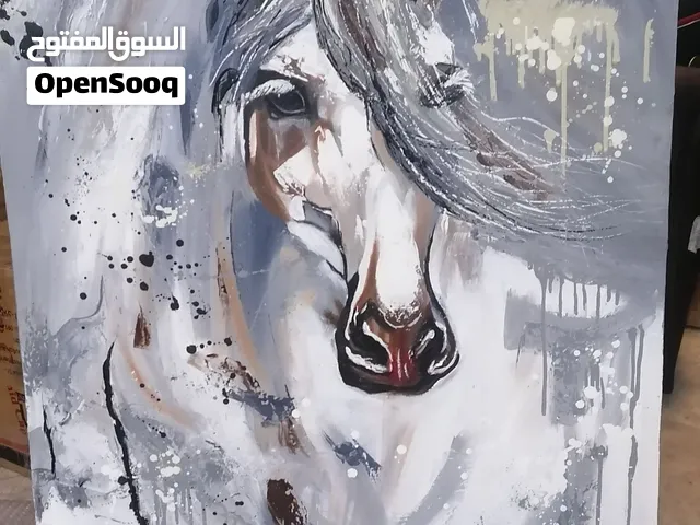 Original Abstract White Horse Painting High quality Price is negotiable
