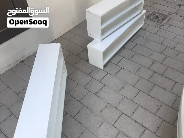 3 low unit shelves white wooden ikea
