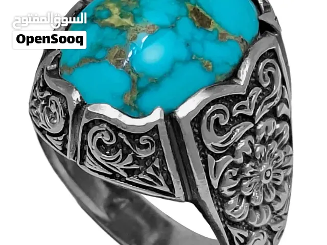 خاتم فضة بحجر فيروز نيشابوري أصلي