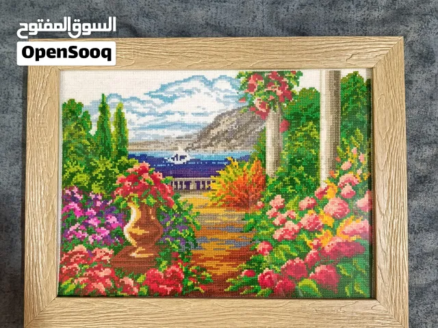 منظر طبيعي تطريز يدوي مبروز برواز مع زجاج