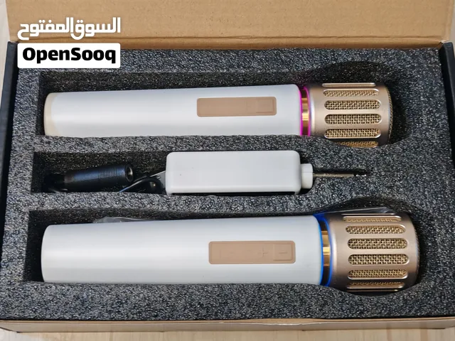 طقم مايكروفون لاسلكي مزدوج ECHOMUSSY مع إضاءة RGB – جديد بالكامل