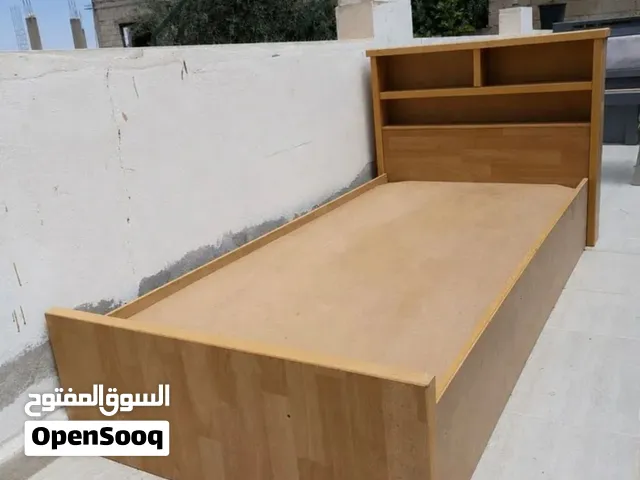 تخت مفرد خشب لاتيه ممتاز مع ارفف مكتبه تخزين خلفية