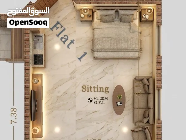 ستوديو في مدينة خليفة أ للإيجار الشهري. غرفة نوم ومطبخ بوفيه مفتوح وحمام خاص.