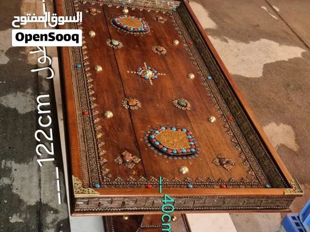 طاولة كونسول أنتيك فاخرة من خشب الساج الأصلي مرصعة بالأحجار الكريمة Luxury Antique Teak Wood