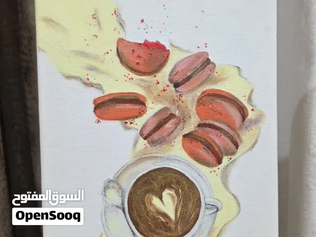 Handmade Acrylic Painting “ Macroons Cafe Painting “