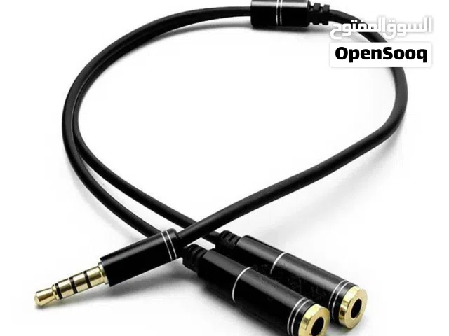 كيبل صوت من 1 ذكر الى 2 انثى لتوصيل سماعة + مايك - Audio Cable 1 Male to 2 Female