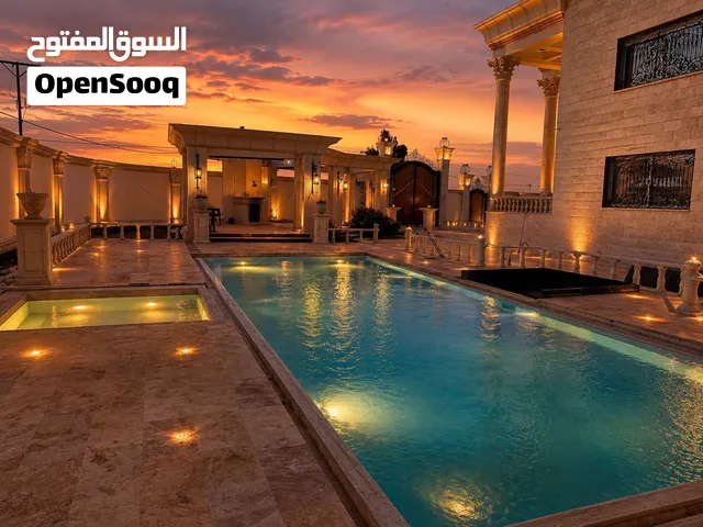 قصر فاخر كلاسيكي يوناني للبيع في شمال الأردن – 2500م أرض – مسبح Overflow – إطلالة بانورامية