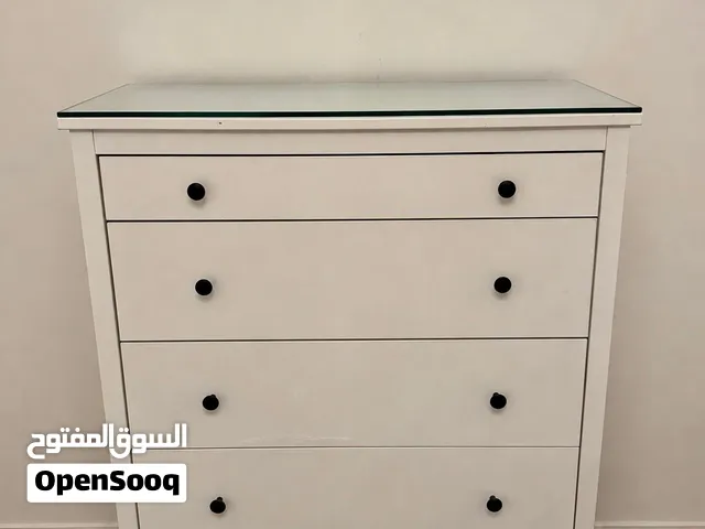 IKEA 5-Drawer Chest of Drawers - White - With Custom Glass Top