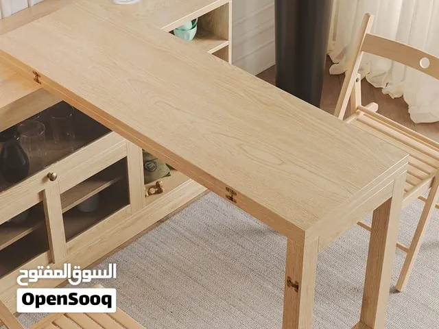طاولة طعام مارسيلا بخزانة مخفية  طاولة طعام متعددة الوظائف قابلة للطي والتمديد مع خزانة مخفية  أضف ا