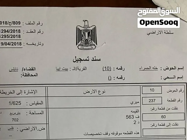 Mixed Use Land for Sale in Nablus Beit Iba