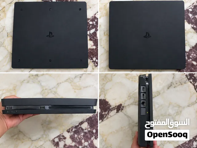 للبيع PS4 Slim 500GB مهكّر الجهاز نظيف ويعمل بشكل ممتاز 3 يدات أصلية جميع ملحقاته وأسلاكه م