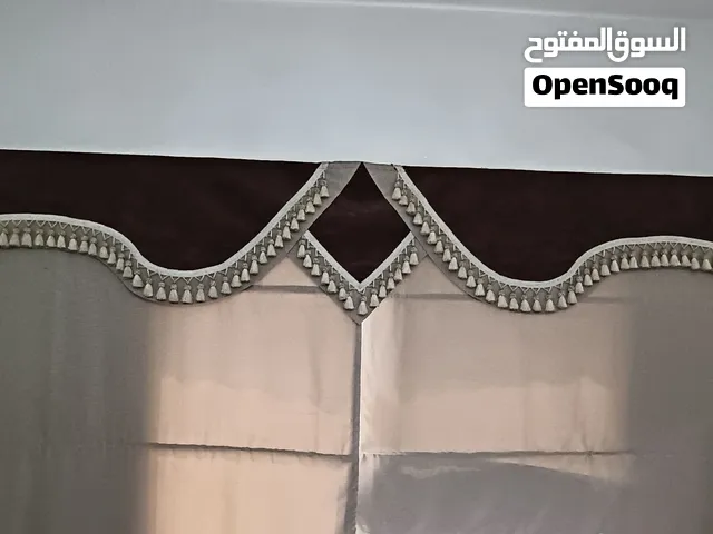 Pair of decorative curtain valances with tassel trim - brown/beige
