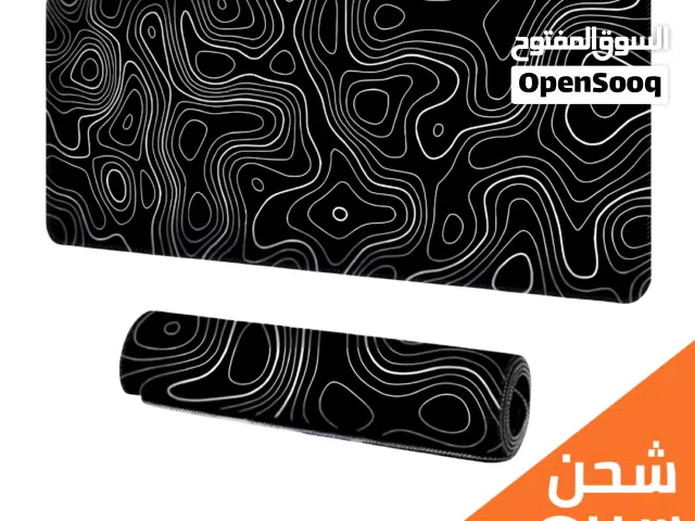 ماوس باد - بحواف مخيطة وقاعدة مطاطية غير قابلة للانزلاق - 60cm x 30cm -  نقوش توبوغرافيا