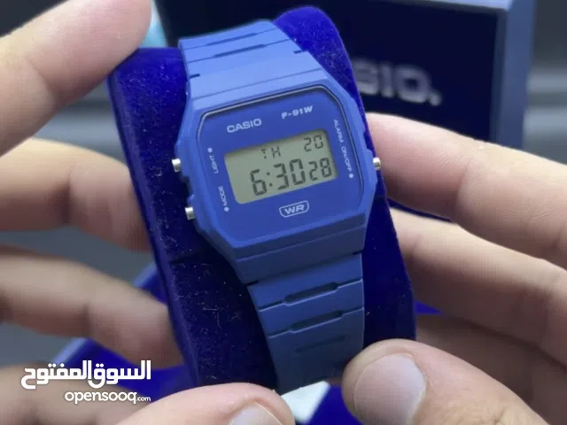 ساعة كاسيو F-91W أصلية - أسود كلاسيكي - مقاومة للماء - جديدة بضمان سنتين
