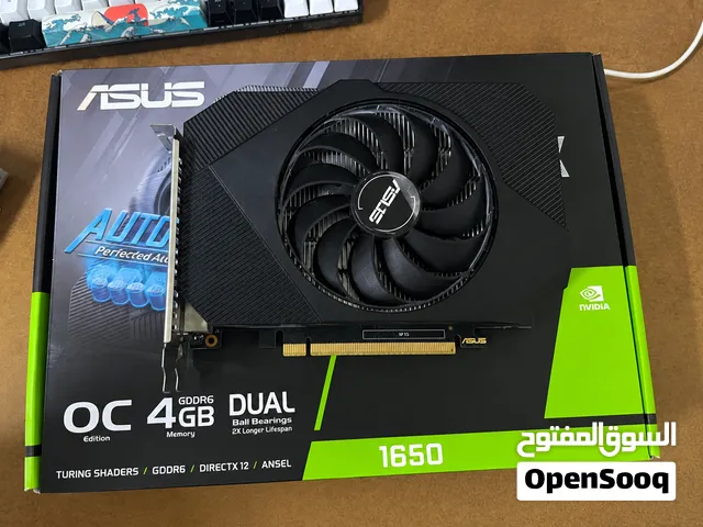 للبيع  ASUS GTX 1650 GeForce 4GB GDDR6 مختوم ومعه كرتونته شغال 100%بحالة ممتازة جدا وجاهز لأي فحص
