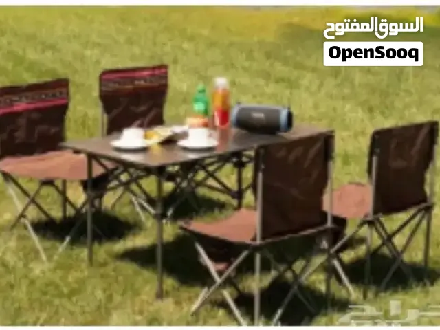 Niu Jingbu with steel pipe 1 table and 6 chairs Table unfolding size: 95*50*60