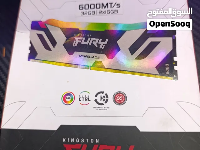 النوع: DDR5  السعة: 32GB (2 × 16GB)  السرعة / التردد: 6000MT/s  الإضاءة: مزودة بإضاءة RGB