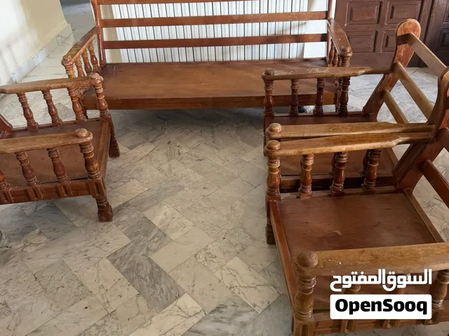 طقم كراسي ثلاثي و3مفرد خشب