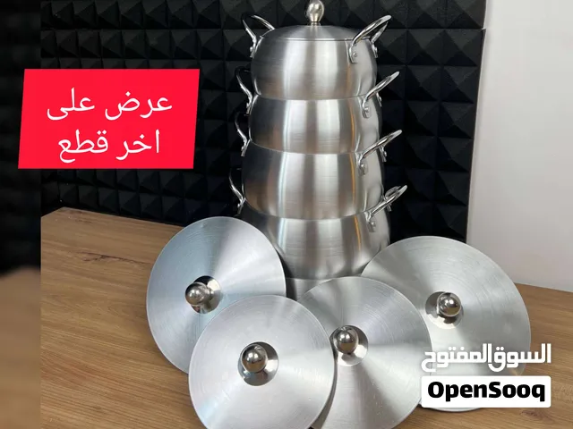سيت جدورة المنيوم خماسي كروي 5 قدور 5 اغطية 16-24 نقي حراري مثالي مقابض كروم يحل ازمة الطبخ