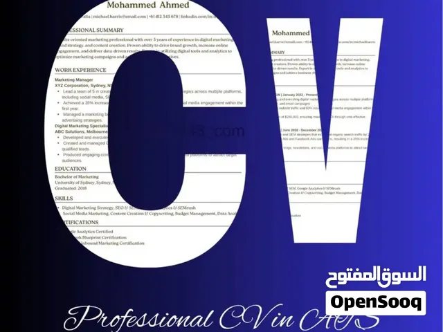 سيرة ذاتية Cv بنظام ATS