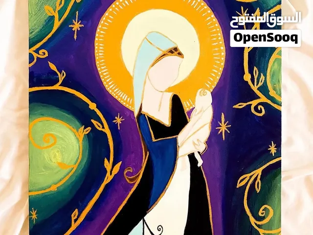 لوحة رسم للبيع تمثل سيدتنا مريم وابنها عيسى