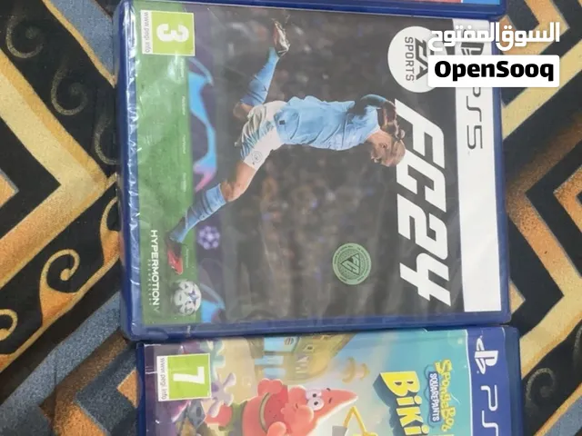 3 ألعاب PlayStation PS4/PS5 للبيع  SpongeBob + Desperados III + FC24