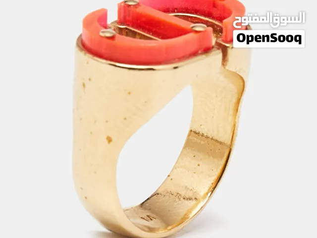 Authentic Dior 30 Montaigne Gold Tone & Coral Acrylic Ring (Size 52 / M)