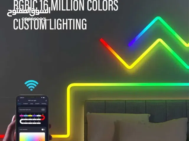 RGBIC LED مصباح حائط ذكي مزود بتقنية Bluetooth/Wi-Fi مع إمكانية التحكم في الموسيقى وتوقيت DIY ضوء لي