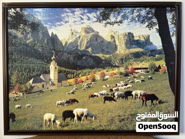 لوحة فنية مع إطار خشبي مكونة من قطع البازل لصورة جبال الدولوميت بإيطاليا، 3000 قطعة Puzzle