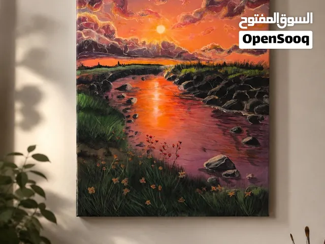 Golden hour original painting 40 x 60 cm  not framed .done with acrylic paint