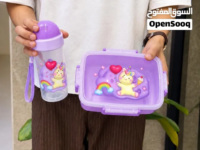 طقم متكامل علبة الطعام وقنينة الماء خلي وجبة طفلك احلى اورتب