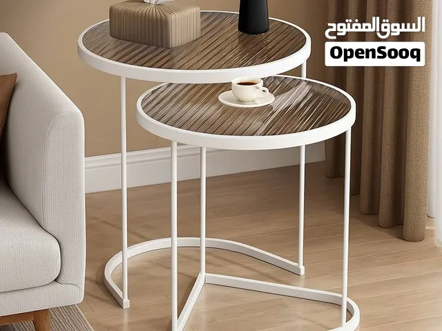 طبلات تقديم ثنائية ، السطح زجاج سميك 5 ملم قوي وعملي ، الهيكل من الحديد الفلاوذي