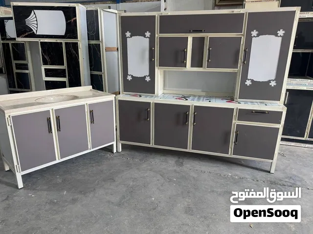 كاونتر مترين ارضي وملحق وسنك مرمر متر وعشرين المنيوم