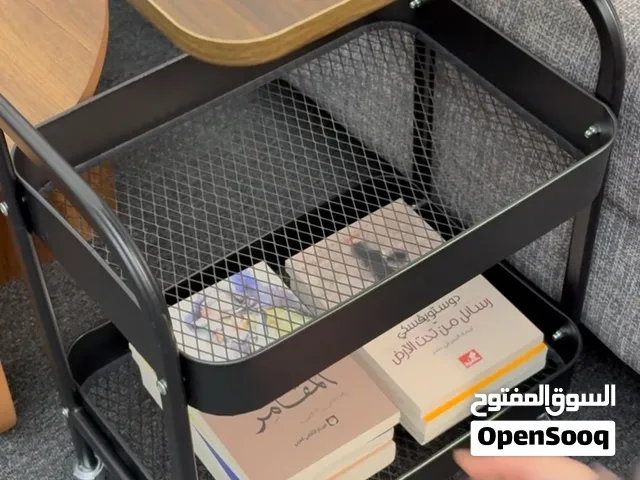 طاولة جانبية مع سلة طابقين متحركة