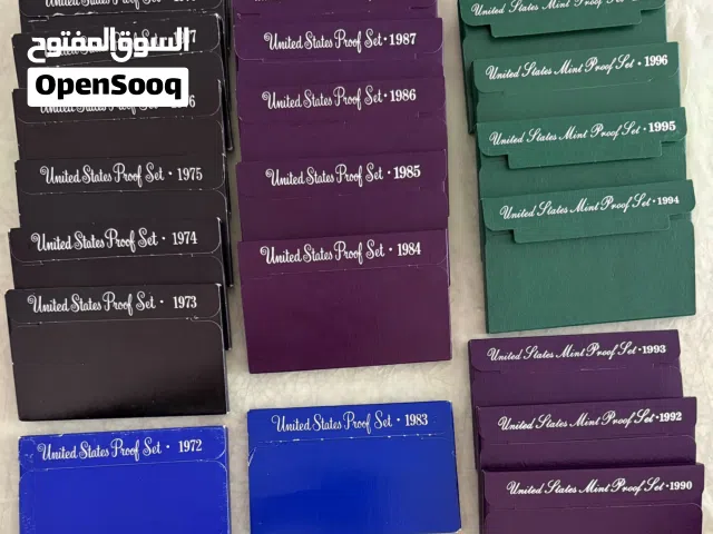 United States Mint Proof Coins Sets (23 sets) of different years. 5 coins per set.