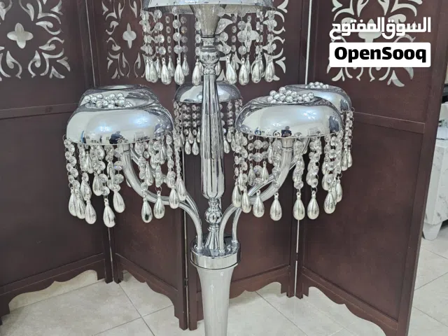 مزهرية فازه فضي وكريستال ومعدن ثقيل ارتفاع متر
