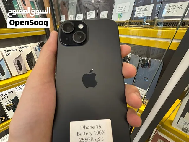 ايفون 15عادي ذاكره 256 بطاريه 100 صفر شحن ممشحون ولا مره الجهاز وحده مابي ملحقات