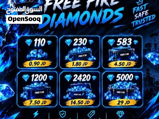 أقوى عروض شحن جواهر فري فاير في الأردن - تسليم فوري وآمن 100%