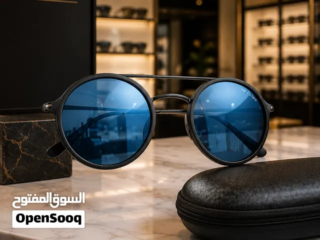 نظارة شمس رجالي هاي كوبي BVLGARI – عدسات زرقاء عاكسة + جراب – جديدة