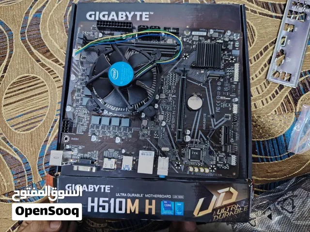 بورد H510M H راكب عليها معالج I3 10100 مع مروحة انتل الأصلية